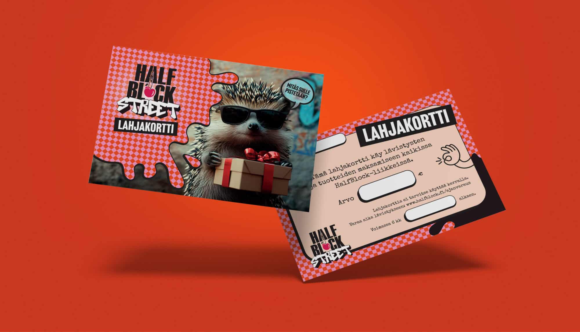 Kajo Brandsin referenssi, HalfBlock. Lahjakortti.