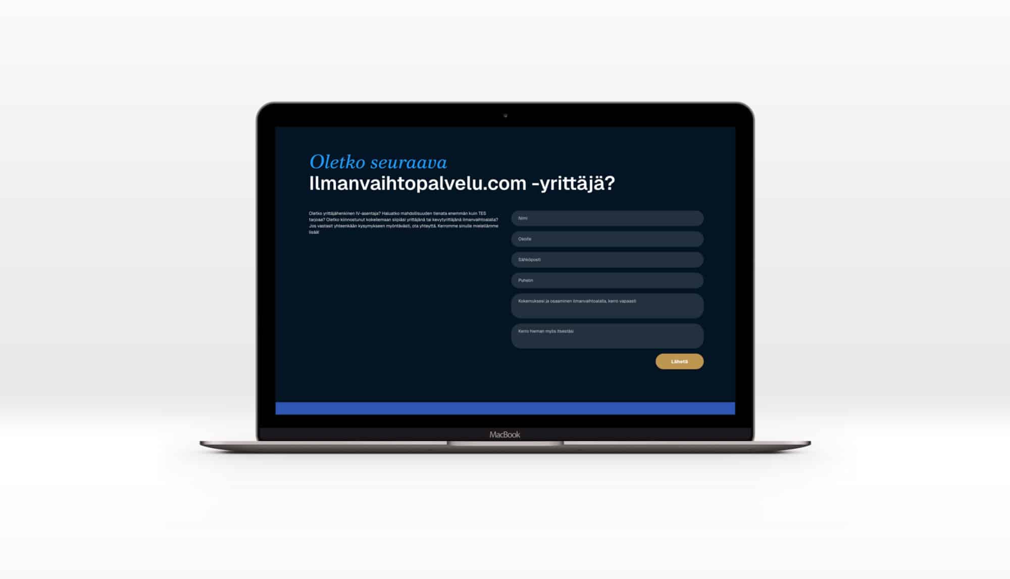 Kajo Brandsin referenssi, Ilmanvaihtopalvelu.com kotisivut.