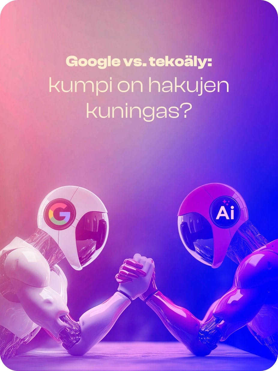 Kaksi robottia vääntää kättä blogin kuvituksessa. Kajo Brands.