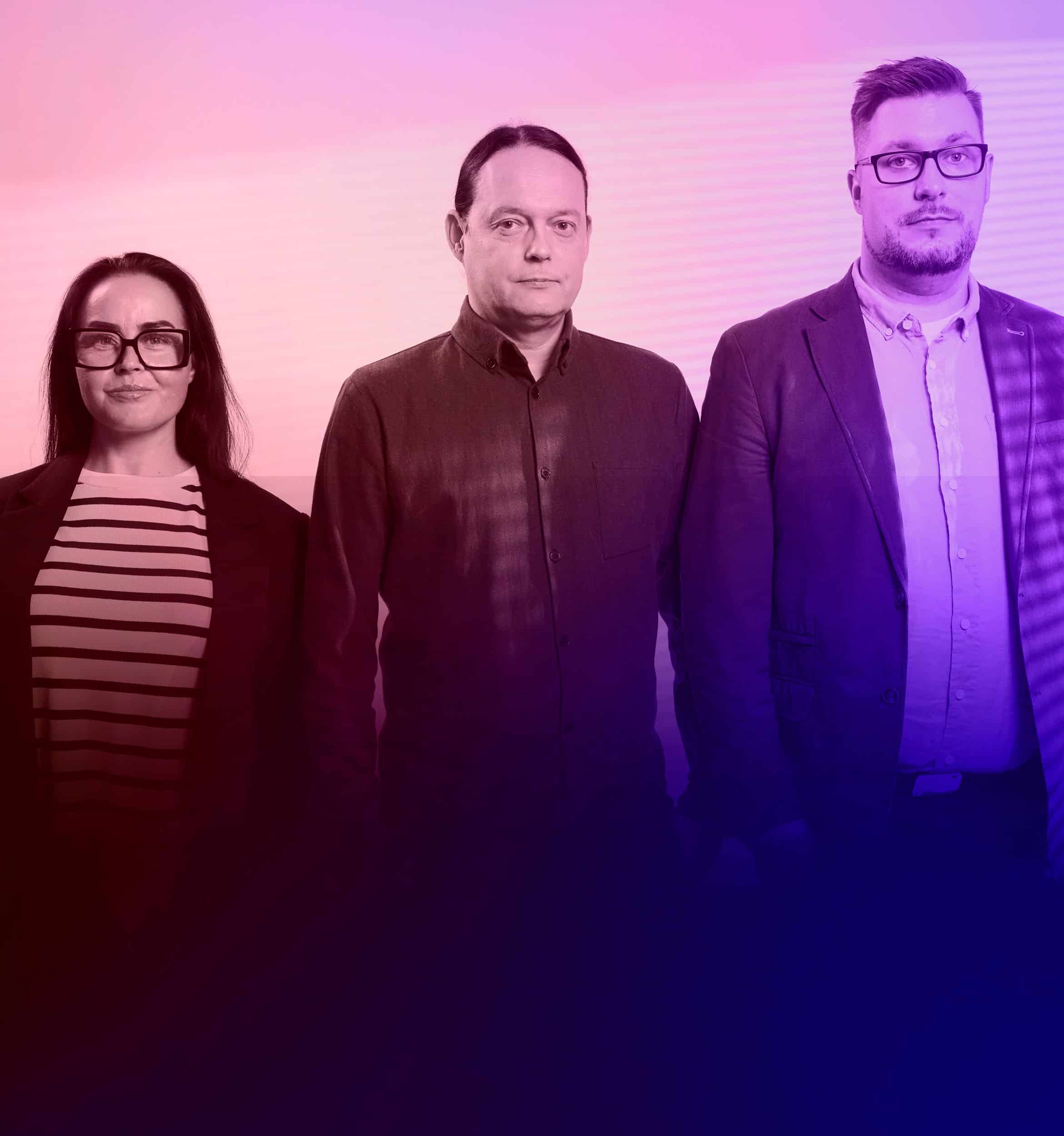 Anne, Janne ja Tero, Kajo Brandsin tiimi.