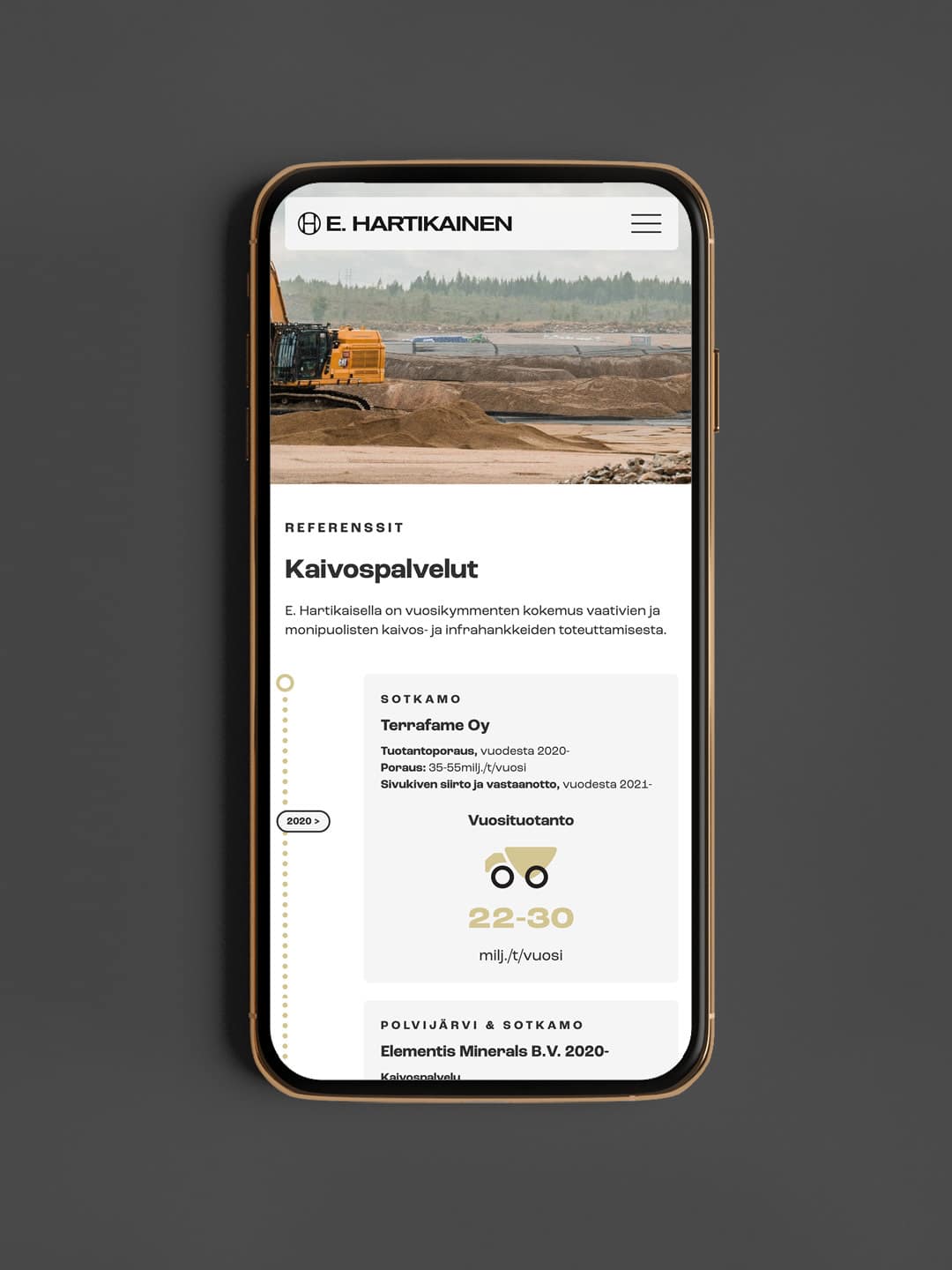 E. Hartikainen, nettisivu, Kajo Brandsin työnäyte.