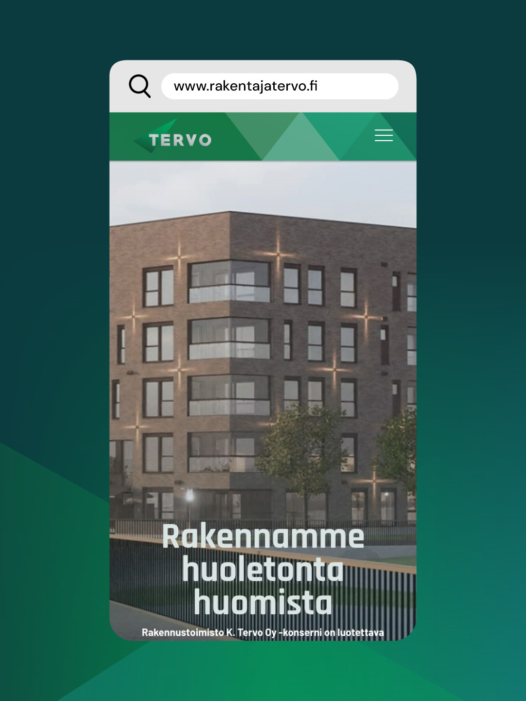 Tervo-konserni, nettisivu, Kajo Brandsin työnäyte.